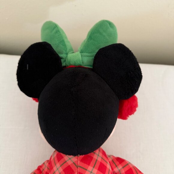 Disney Minnie Mouse Holiday Plush 20 Inch Red Plaid Dress Green Bow 2020 Edition - Picture 12 of 14